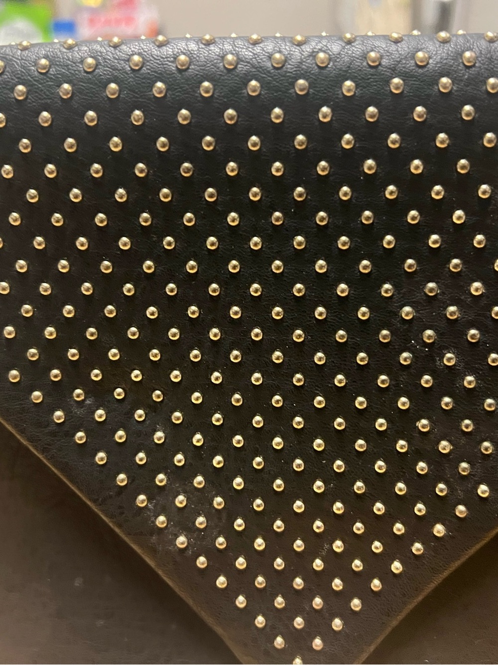 Urban Outfitters Black Envelope Card Holder with Gold Studs